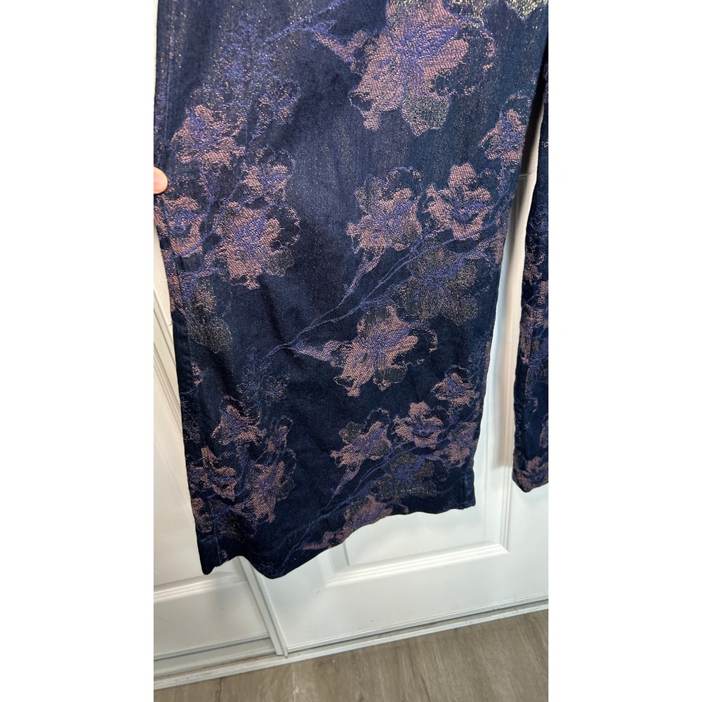 Pilcro Ultra High Rise Wide Leg Floral Jacquard Pants 29 Metallic Button Fly - Picture 5 of 10